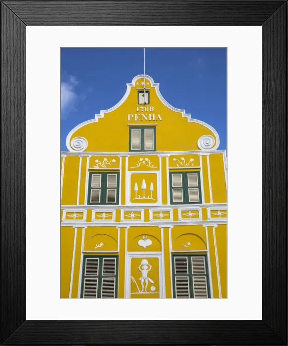 Framed Print : Curacao, Willemstad, Punda, The Penha building - a former merchants house built in 1708 Framed Print : Curacao, Willemstad, Punda, The Penha building - a former merchants house built in 1708