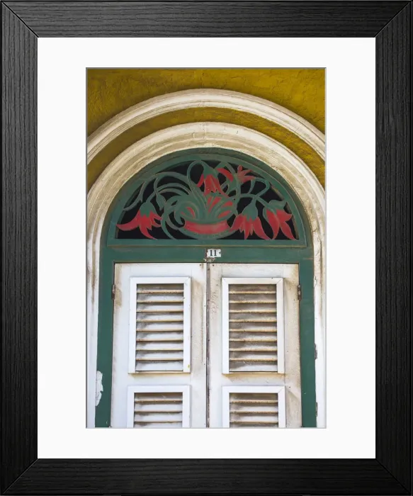 Framed Print : Curacao, Willemstad, Otrobanda, Dutch colonial house detail Framed Print : Curacao, Willemstad, Otrobanda, Dutch colonial house detail
