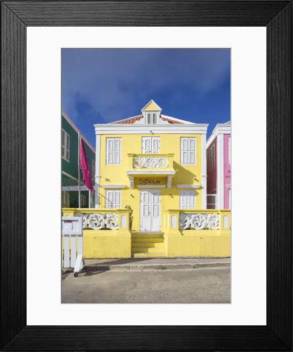 Framed Print : Curacao, Willemstad, Pietermaai, Bij Blauw Boutique hotel and restaurant Framed Print : Curacao, Willemstad, Pietermaai, Bij Blauw Boutique hotel and restaurant