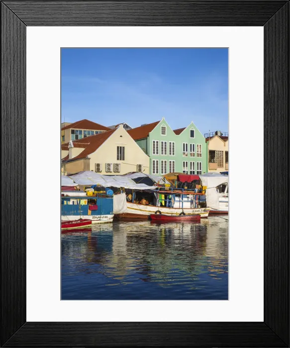 Framed Print : Curacao, Willemstad, Punda, Venezuelan boats at the floating market Framed Print : Curacao, Willemstad, Punda, Venezuelan boats at the floating market