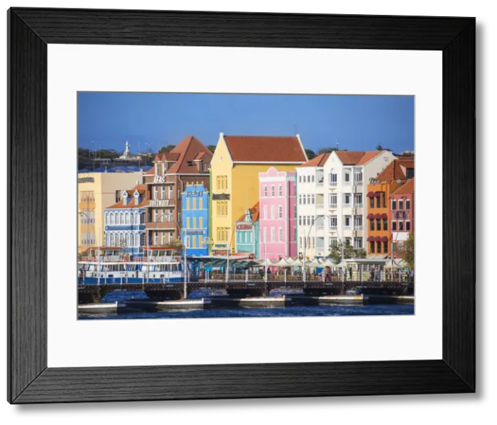 Framed Print : Curacao, Willemstad, Dutch colonial buildings on Handelskade along Pundas waterfront
