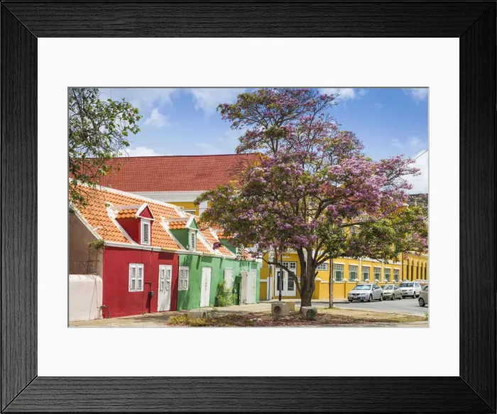 Framed Print : Curacao, Willemstad, Pietermaai, Row of colourful houses Framed Print : Curacao, Willemstad, Pietermaai, Row of colourful houses
