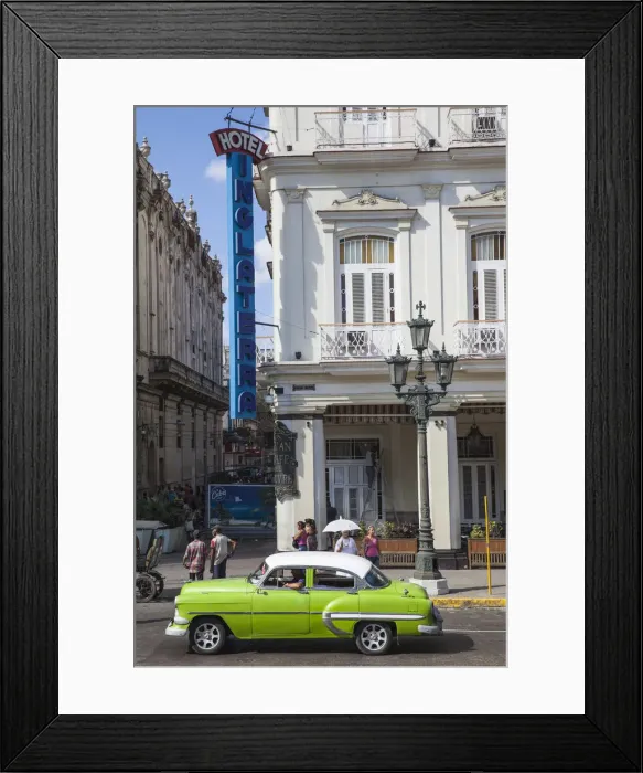 Framed Print : Cuba, Havana, Paseo del Prado, Car outside The Ingleterra hotel Framed Print : Cuba, Havana, Paseo del Prado, Car outside The Ingleterra hotel