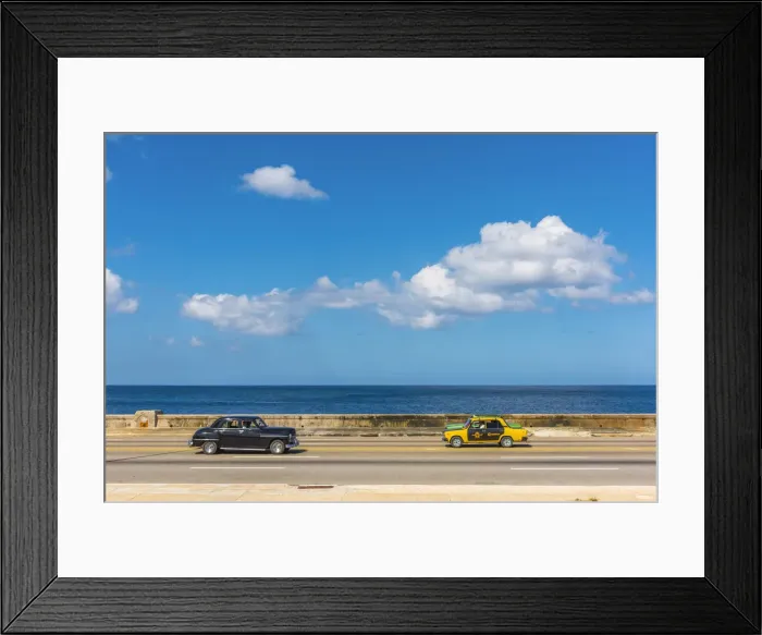 Framed Print : Cuba, Havana, The Malecon, Classic 1950s American Cars