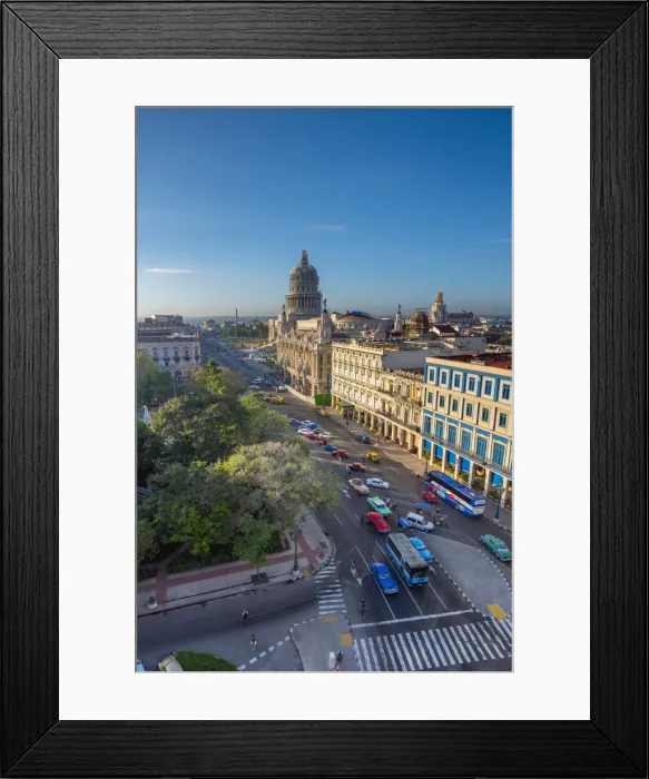 Framed Print : Cuba, Havana, Capitolio and Hotel Inglaterra