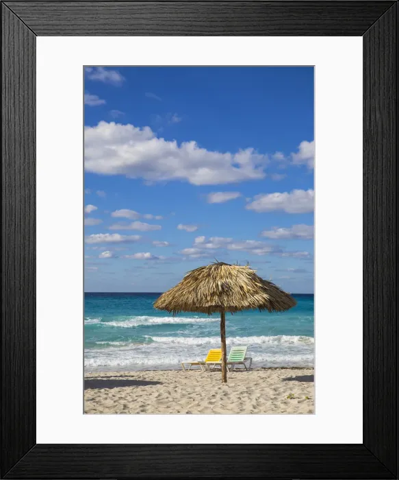 Framed Print : Cuba, Varadero, Sun loungers on Varadero beach Framed Print : Cuba, Varadero, Sun loungers on Varadero beach