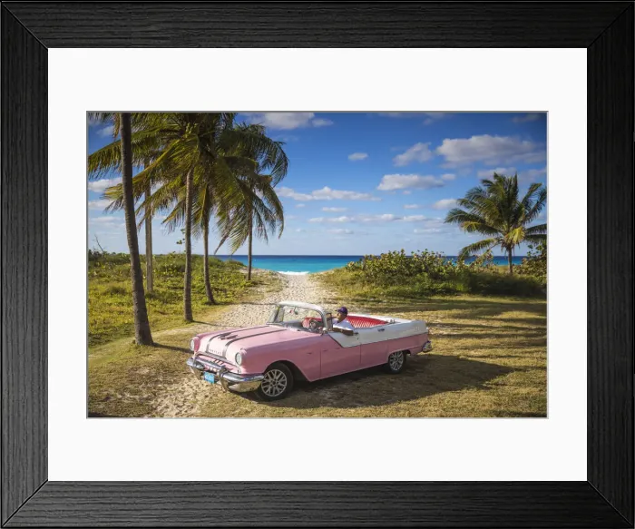 Framed Print : Cuba, Varadero, Pontiac car on Varadero beach Framed Print : Cuba, Varadero, Pontiac car on Varadero beach