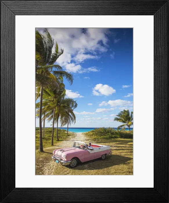 Framed Print : Cuba, Varadero, Pontiac car on Varadero beach Framed Print : Cuba, Varadero, Pontiac car on Varadero beach