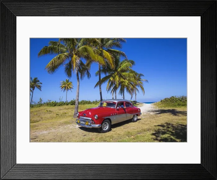 Framed Print : Cuba, Varadero, 50s Buick car on Varadero beach Framed Print : Cuba, Varadero, 50s Buick car on Varadero beach