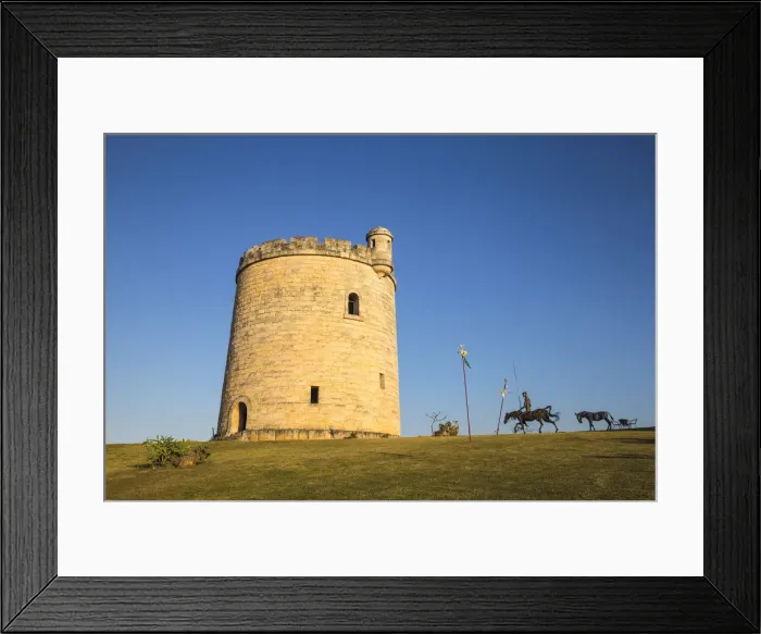 Framed Print : Cuba, Varadero, Stone tower and metal statue of Don Quixote on horseback near Framed Print : Cuba, Varadero, Stone tower and metal statue of Don Quixote on horseback near