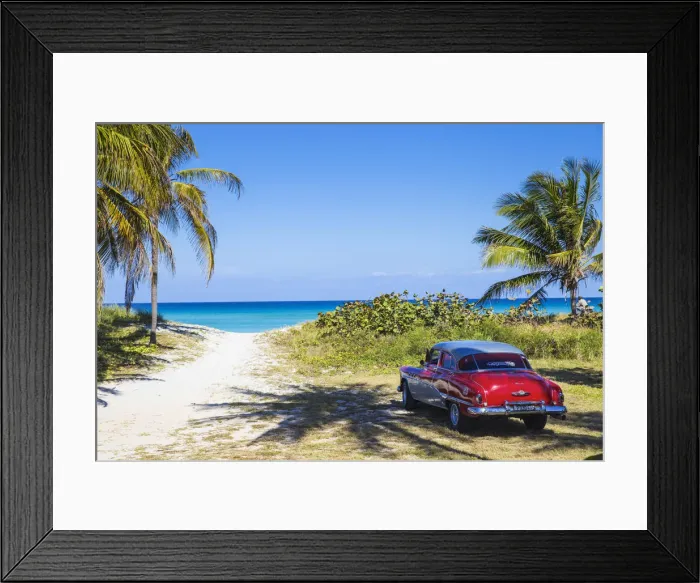 Framed Print : Cuba, Varadero, 50s Buick car on Varadero beach Framed Print : Cuba, Varadero, 50s Buick car on Varadero beach