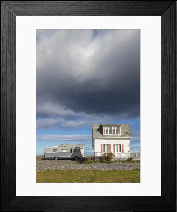 Framed Print : Canada, Quebec, Gaspe Peninsula, L Anse-au-Griffon, house with motor home, autumn Framed Print : Canada, Quebec, Gaspe Peninsula, L Anse-au-Griffon, house with motor home, autumn