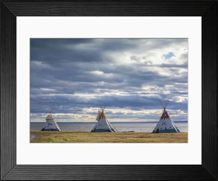Framed Print : Canada, Quebec, Gaspe Peninsula, Gesgapegiag, Mic-Mac First Nations tee-pees by Framed Print : Canada, Quebec, Gaspe Peninsula, Gesgapegiag, Mic-Mac First Nations tee-pees by