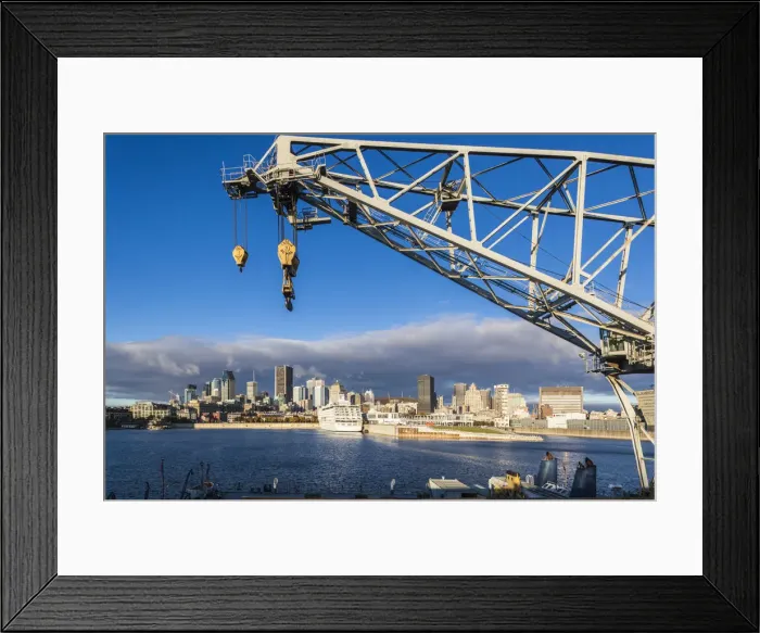 Framed Print : Canada, Quebec, Montreal, city skyline from the St. Lawrence River Framed Print : Canada, Quebec, Montreal, city skyline from the St. Lawrence River