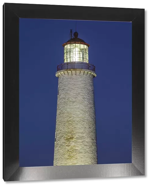 Canada, Quebec, Gaspe Peninsula, Cap-des-Rosiers, Cap-des-Rosiers Lighthouse, dusk