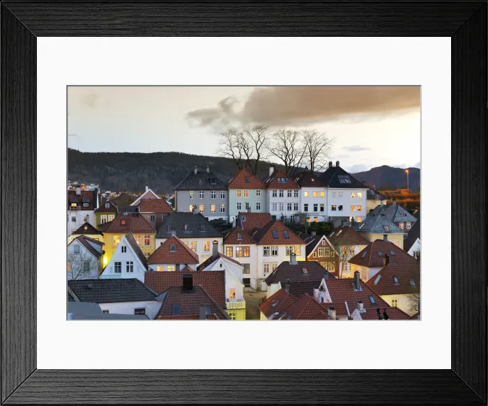 Framed Print : Bergens Old Town at twilight. Bergen, Norway Framed Print : Bergens Old Town at twilight. Bergen, Norway