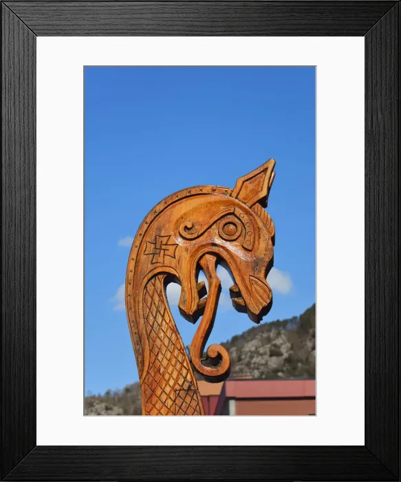 Framed Print : Prow of a Viking boat. Sandviken, Bergen. Norway Framed Print : Prow of a Viking boat. Sandviken, Bergen. Norway
