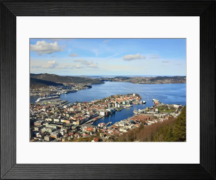 Framed Print : Elevated view over central Bergen. Hordaland, Norway Framed Print : Elevated view over central Bergen. Hordaland, Norway