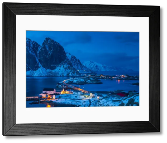 Framed Print : View Over Hamnoy at Night, Lofoten Islands, Norway
