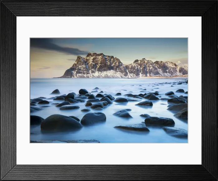 Framed Print : Coastline at Uttakleiv, Lofoten Islands, Norway Framed Print : Coastline at Uttakleiv, Lofoten Islands, Norway
