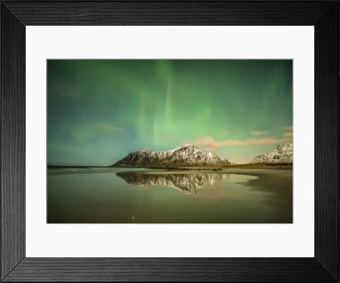 Framed Print : Aurora over Skagsanden Beach, Lofoten Islands, Norway Framed Print : Aurora over Skagsanden Beach, Lofoten Islands, Norway