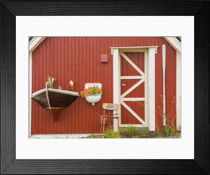 Framed Print : Red Fishing Hut Detail, Lofoten Islands, Norway Framed Print : Red Fishing Hut Detail, Lofoten Islands, Norway