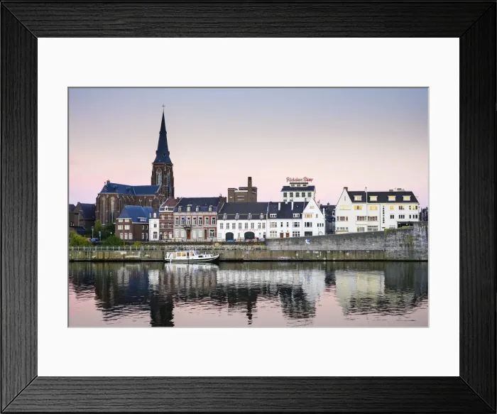 Framed Print : Wyck neighborhood on the Ms River at sunset, Mstricht, Netherlands Framed Print : Wyck neighborhood on the Ms River at sunset, Mstricht, Netherlands
