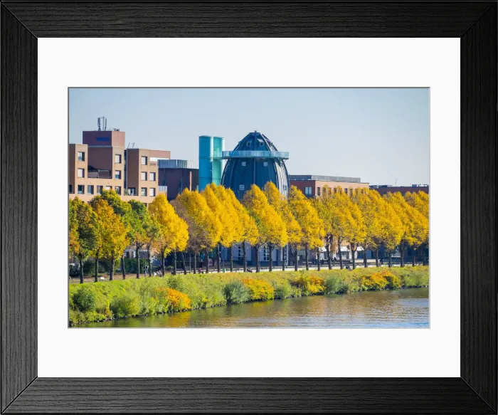 Framed Print : Bonnefanten Museum on the Ms River in autumn, Wyck, Mstricht, Netherlands Framed Print : Bonnefanten Museum on the Ms River in autumn, Wyck, Mstricht, Netherlands