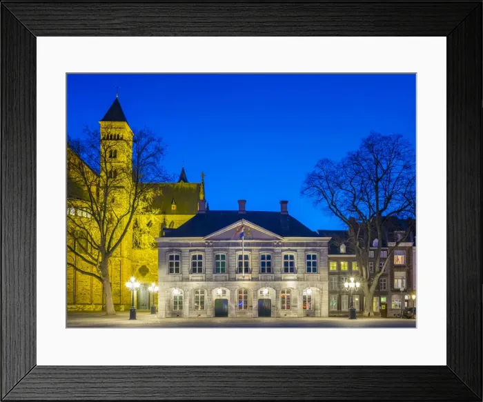 Framed Print : Hoofdwacht (guard house) on Vrijthof square at dusk, Mstricht, Limburg, Netherlands Framed Print : Hoofdwacht (guard house) on Vrijthof square at dusk, Mstricht, Limburg, Netherlands