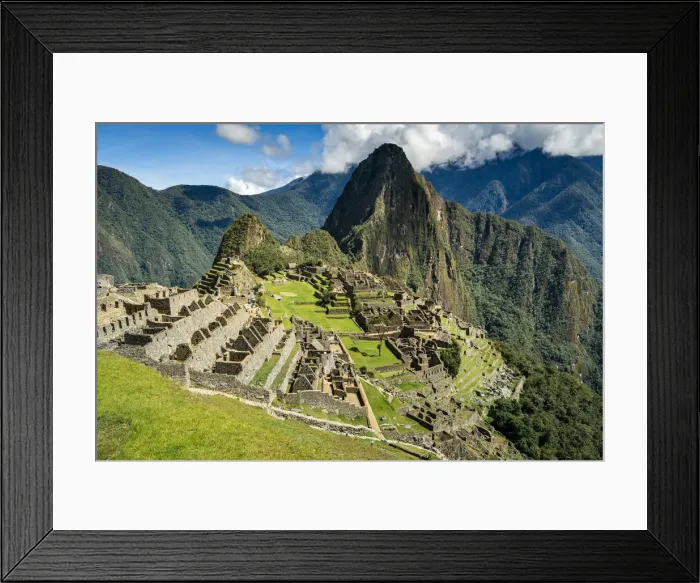 Framed Print : Elevated view of historic Incan Machu Picchu on mountain in Andes, Cuzco Region, Peru Framed Print : Elevated view of historic Incan Machu Picchu on mountain in Andes, Cuzco Region, Peru