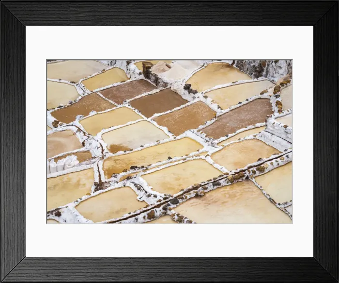 Framed Print : Full frame shot of Maras salt marsh terraces, Salinas de Maras, Cuzco Region, Peru
