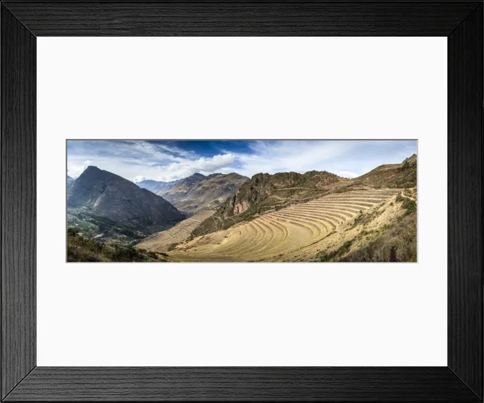 Framed Print : Panoramic view of terraces at Pisaq, Calca Province, Cuzco Region, Peru