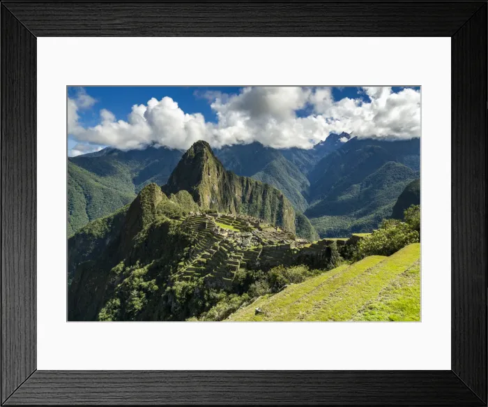 Framed Print : High angle view of historic Incan Machu Picchu on mountain in Andes, Cuzco Region, Peru Framed Print : High angle view of historic Incan Machu Picchu on mountain in Andes, Cuzco Region, Peru