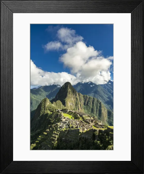 Framed Print : Historic ancient Incan Machu Picchu on mountain in Andes, Cuzco Region, Peru Framed Print : Historic ancient Incan Machu Picchu on mountain in Andes, Cuzco Region, Peru