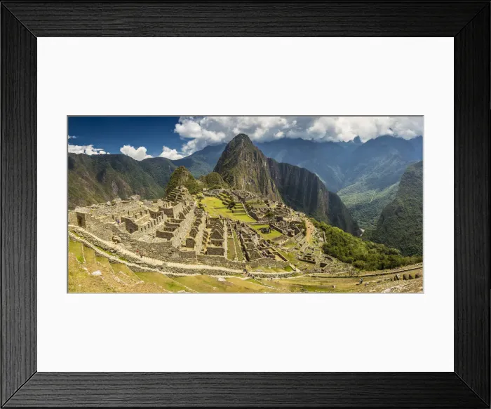 Framed Print : Machu Picchu on mountain in Andes, Cuzco Region, Peru Framed Print : Machu Picchu on mountain in Andes, Cuzco Region, Peru