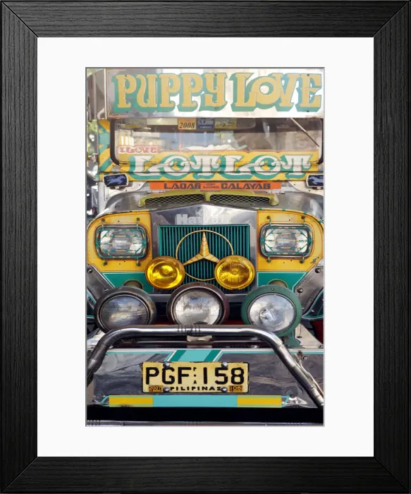 Framed Print : Asia, South East Asia, Philippines, Ilocos, Laoag, front view of a Jeepney Framed Print : Asia, South East Asia, Philippines, Ilocos, Laoag, front view of a Jeepney