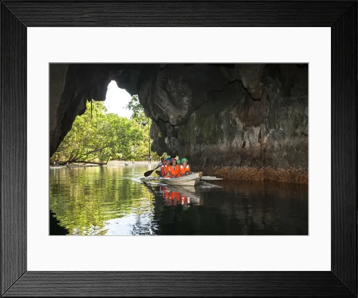 Framed Print : Asia, South East Asia, Philippines, Palawan, tourists entering the caves in the Puerto Framed Print : Asia, South East Asia, Philippines, Palawan, tourists entering the caves in the Puerto