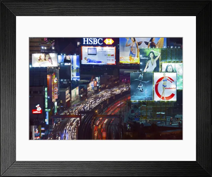 Framed Print : Asia, South East Asia, Philippines, Manila, Intramuros, elevated, night time view Framed Print : Asia, South East Asia, Philippines, Manila, Intramuros, elevated, night time view