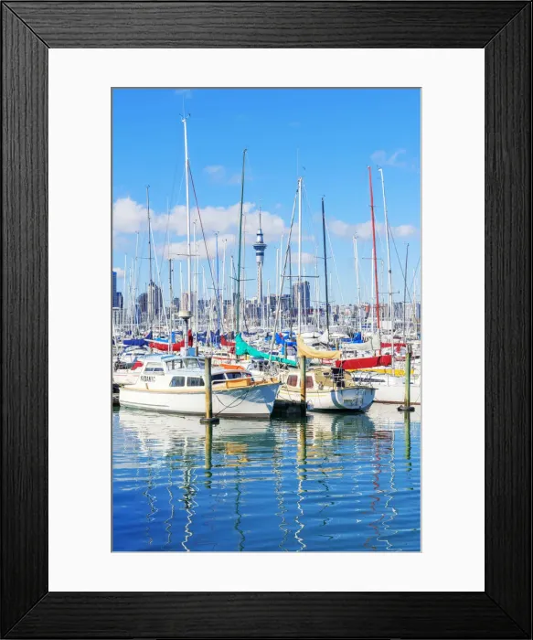 Framed Print : Auckland skyline from Westhaven Marina, Auckland, North Island, New Zealand Framed Print : Auckland skyline from Westhaven Marina, Auckland, North Island, New Zealand