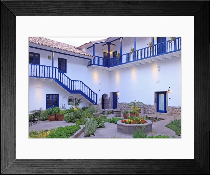 Framed Print : South America, Peru, Cusco, an interior courtyard in the Orient-Express Palacio Nazarenas Framed Print : South America, Peru, Cusco, an interior courtyard in the Orient-Express Palacio Nazarenas