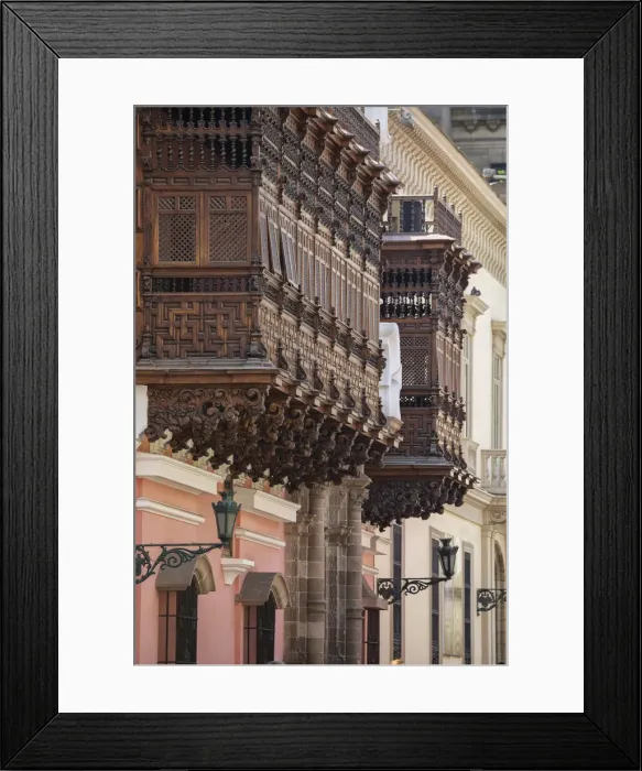 Framed Print : South America, Peru, Lima, wood alcove in historical center Framed Print : South America, Peru, Lima, wood alcove in historical center