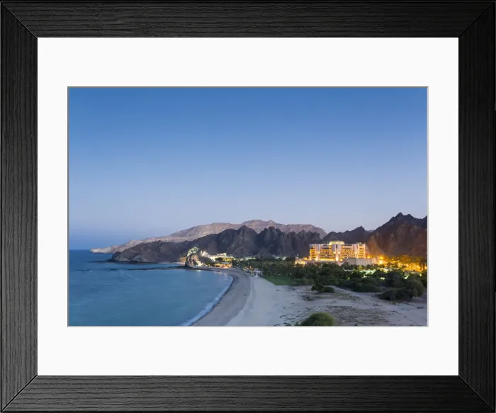 Framed Print : Oman. Muscat Governorate, Muscat. Elevated view of the Ritz Carlton Al Bustan Palace Framed Print : Oman. Muscat Governorate, Muscat. Elevated view of the Ritz Carlton Al Bustan Palace