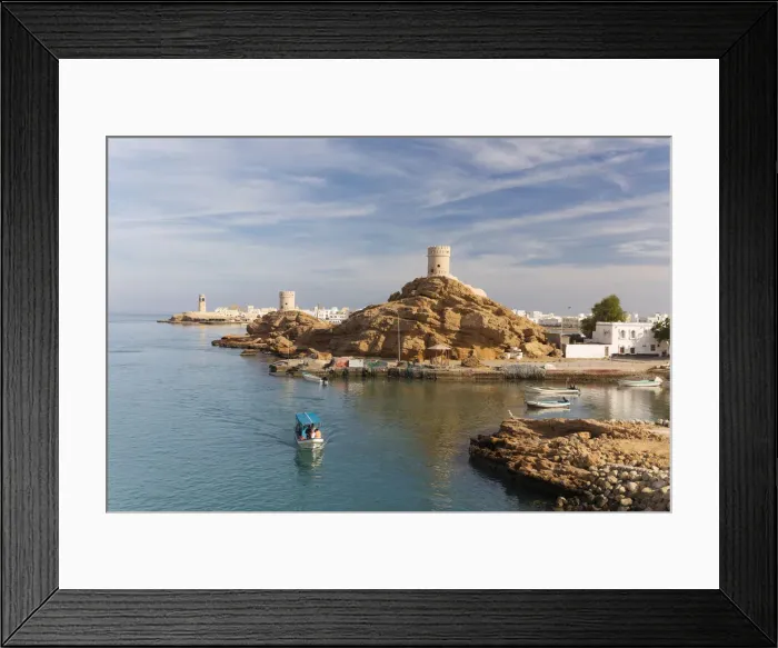 Framed Print : Oman, Al Ayjah, Sur, the pretty harbour and forts of Ayiah Framed Print : Oman, Al Ayjah, Sur, the pretty harbour and forts of Ayiah