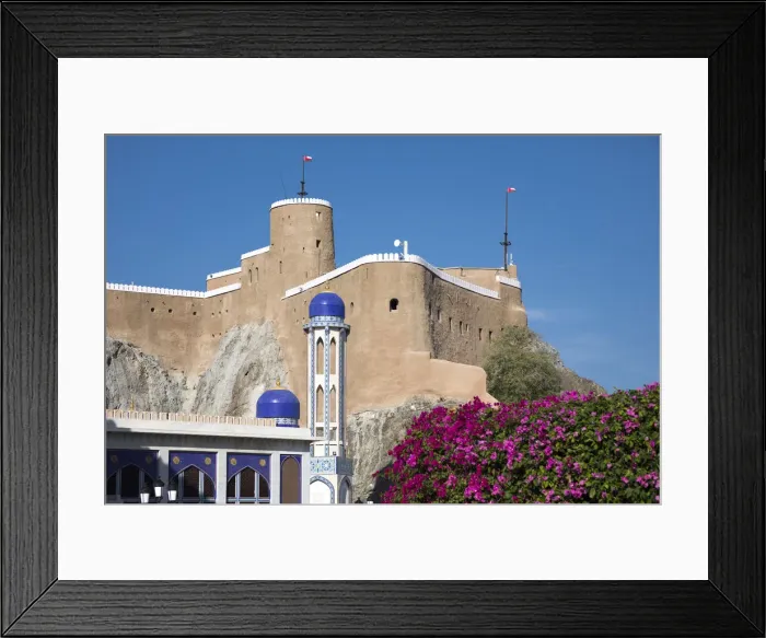 Framed Print : Al Khor mosque and fort Mirani, Muscat, Oman Framed Print : Al Khor mosque and fort Mirani, Muscat, Oman