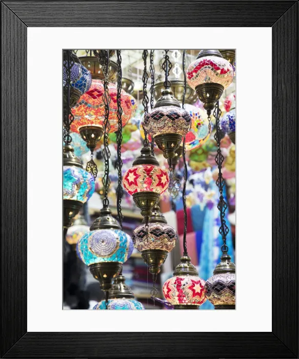 Framed Print : Colourful lamps in Mutrah souk, Muscat, Oman