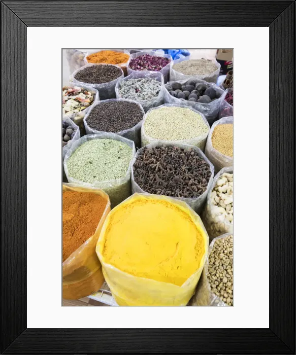 Framed Print : Oman, Ad Dakhiliyah Governorate, Nizwa, colourful spices for sale at the souk in Nizwa Framed Print : Oman, Ad Dakhiliyah Governorate, Nizwa, colourful spices for sale at the souk in Nizwa