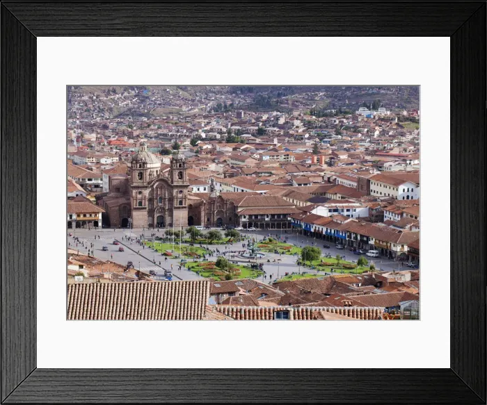 Framed Print : South America, Peru, Cusco. A view of Cusco from Sacsayhuaman showing the Plaza de Armas Framed Print : South America, Peru, Cusco. A view of Cusco from Sacsayhuaman showing the Plaza de Armas