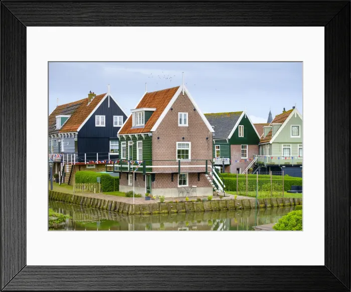 Framed Print : Traditional wooden houses in Marken, North Holland, Netherlands Framed Print : Traditional wooden houses in Marken, North Holland, Netherlands