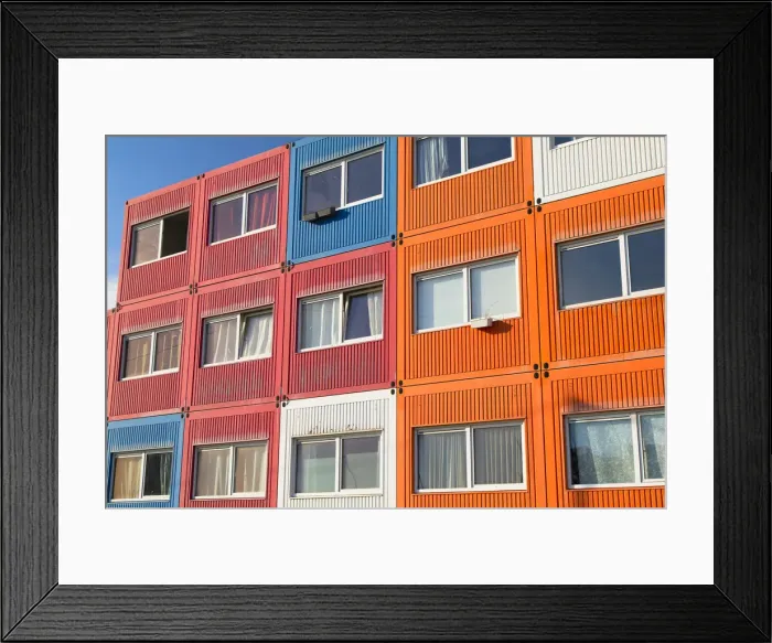 Framed Print : Housing made from colourful shipping containers in NDSM cultural centre, Amsterdam Framed Print : Housing made from colourful shipping containers in NDSM cultural centre, Amsterdam