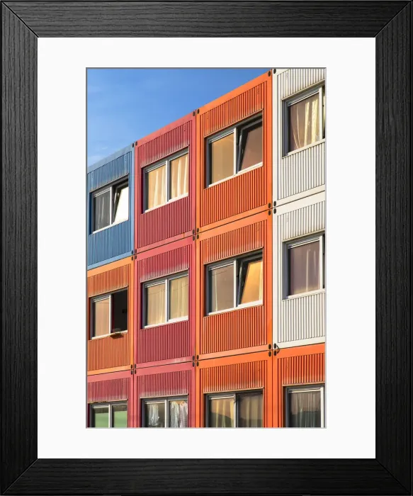 Framed Print : Housing made from colourful shipping containers in NDSM cultural centre, Amsterdam Framed Print : Housing made from colourful shipping containers in NDSM cultural centre, Amsterdam